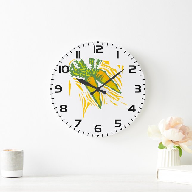 Fresh Carrot Colourful Vegetable Art Large Clock (Creator Uploaded)