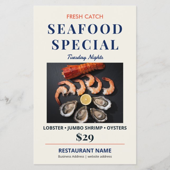 Fresh Catch Elegant Seafood Restaurant Special Flyer (Front)