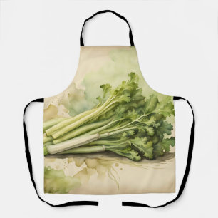 Fresh Celery Bunch Watercolor Apron