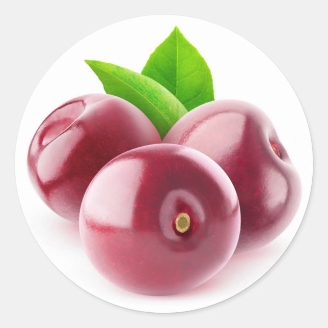 Fresh cherries classic round sticker (Front)
