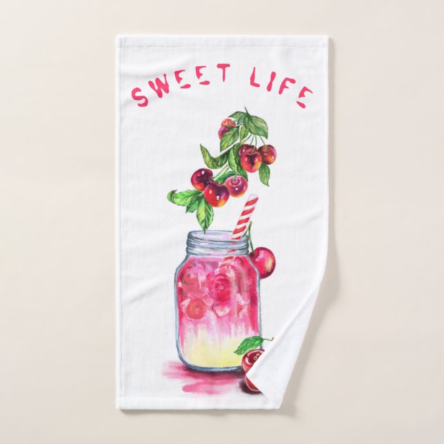 Fresh Cherry Drink Bath Towel Set (Hand Towel)