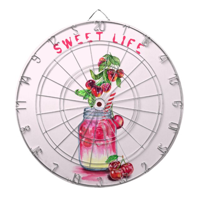 Fresh Cherry Drink Dart Board - Custom Text (Front)