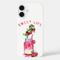 Fresh Cherry Drink iPhone Case - Custom Text