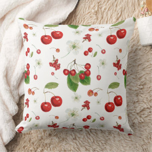 Fresh Cherry Harvest & Blossom Pattern Cushion