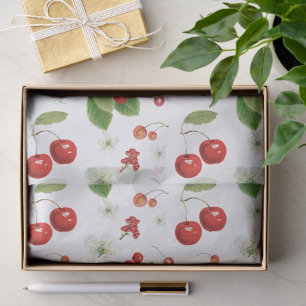 Fresh Cherry Harvest & Blossom Pattern Tissue Paper