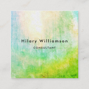 Fresh Chic Sun Pastel Green Grunge Modern Abstract Square Business Card