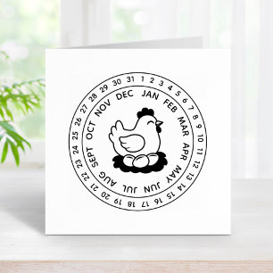 Fresh Chicken Eggs Carton Date Wheel Rubber Stamp