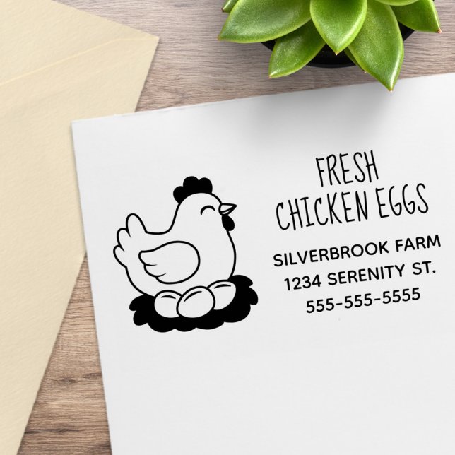 Fresh Chicken Eggs Farm Address Large Rubber Stamp (Creator Uploaded)
