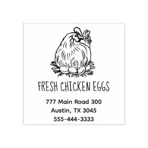 Fresh Chicken Eggs Return Address Telephone Rubber Stamp