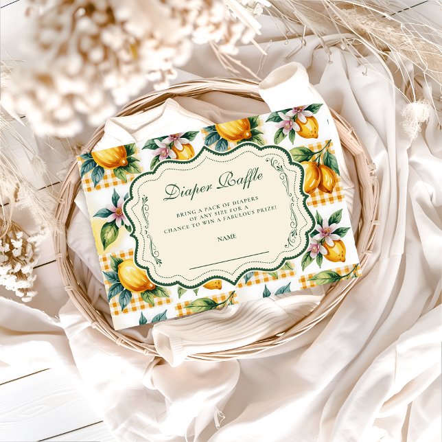 Fresh Citrus Floral Baby Shower Diapper Raffle Enclosure Card (Creator Uploaded)