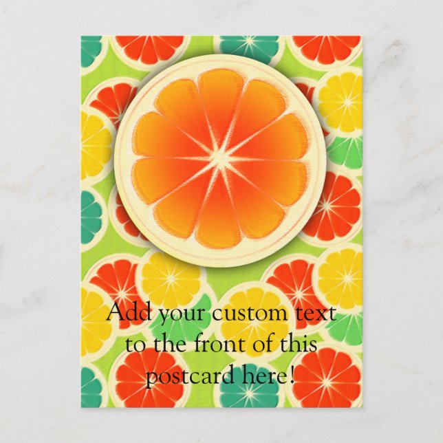 Fresh Citrus Fruit Design, Cute Colourful Postcard (Front)