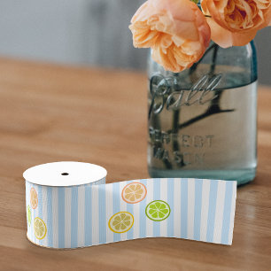 Fresh Citrus Fruit Slice: Orange Lemon Lime custom Grosgrain Ribbon