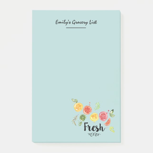 Fresh -  Citrus Fruits in Watercolor Post-it Notes (Front)