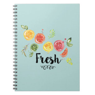 Fresh -  Citrus Fruits in Watercolor Spiral Notebook
