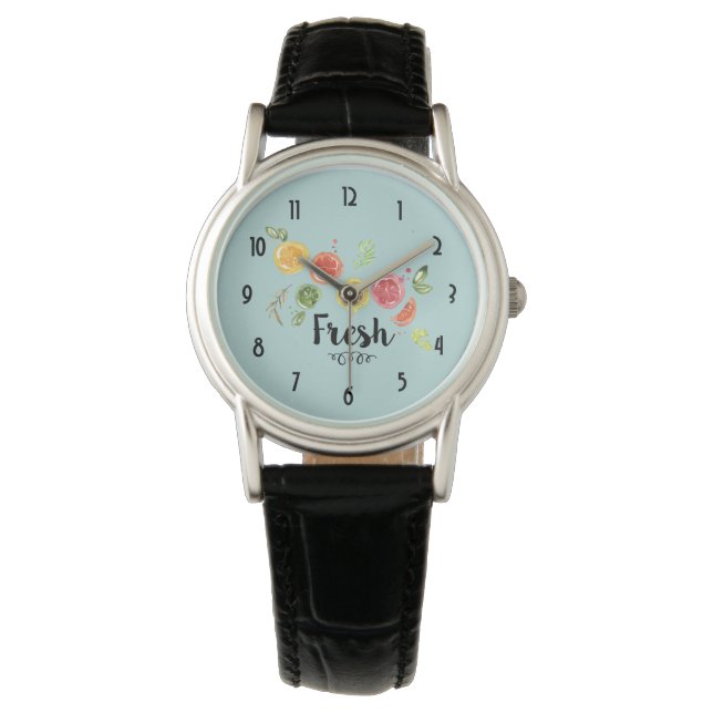 Fresh -  Citrus Fruits in Watercolor Watch (Front)
