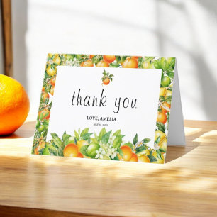 Fresh Citrus Garden Watercolor Baby Shower Thank You Card