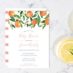 Fresh Citrus Oranges Modern Baby Shower for Girl Invitation