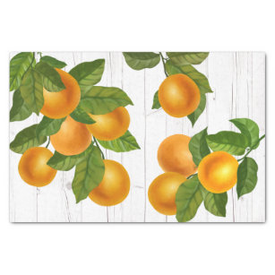 Fresh citrus oranges watercolor rustic white wood tissue paper