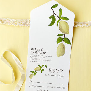 Fresh Citrus Painted Lemons Modern Mediterranean All In One Invitation