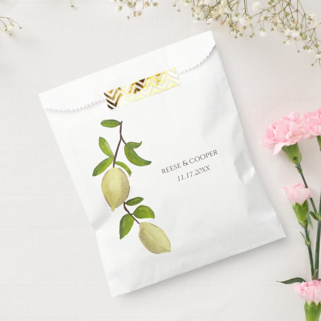 Fresh Citrus Painted Lemons Modern Mediterranean Favour Bags (Sealed)