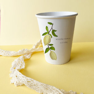 Fresh Citrus Painted Lemons Modern Mediterranean Paper Cups