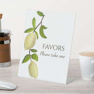 Fresh Citrus Painted Lemons Modern Mediterranean Pedestal Sign