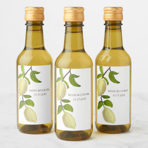 Fresh Citrus Painted Lemons Modern Mediterranean Wine Label