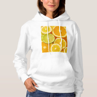 Fresh citrus patterned hooded sweat - Lemon, oran Hoodie