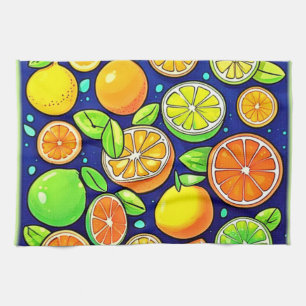 Fresh Citrus Slice Pattern Tea Towel