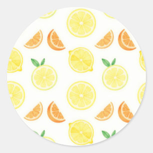Fresh Citrus Slices Seamless Pattern Classic Round Sticker