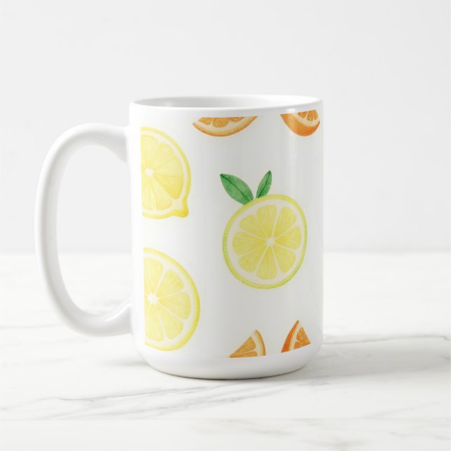Fresh Citrus Slices Seamless Pattern Coffee Mug (Left)
