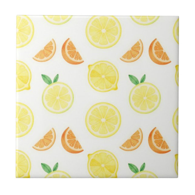 Fresh Citrus Slices Seamless Pattern Tile (Front)