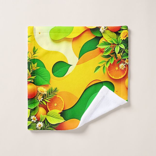 Fresh Citrus Summer Vibes Art Bath Towel Set (Wash Cloth)
