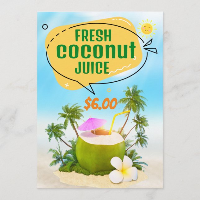 Fresh Coconut Juice Menu (Front)