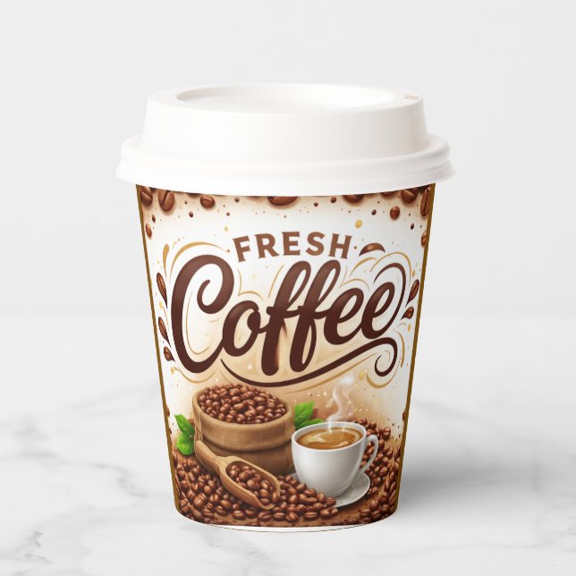 Fresh Coffee Beans Paper Coffee Cup Design (Front)