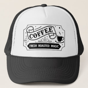 fresh coffee shop employee word art  trucker hat