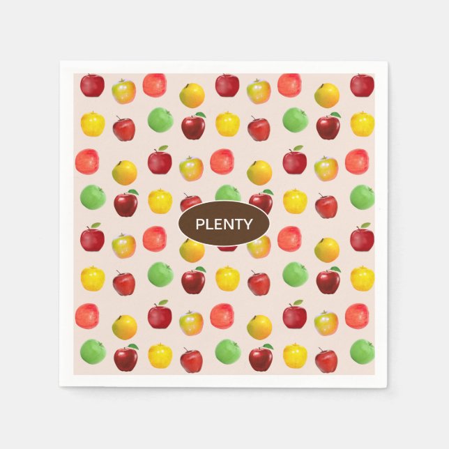 Fresh Colourful Apples on Light Brige Napkin (Front)