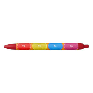 Fresh Colourful Orange Slices Black Ink Pen