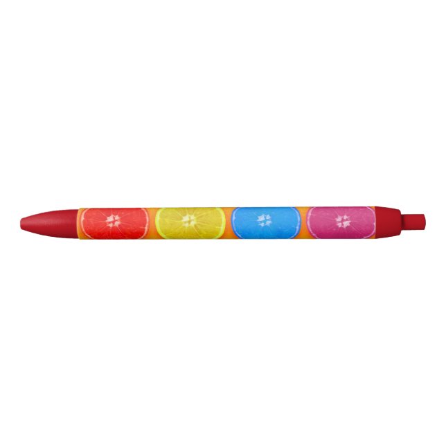 Fresh Colourful Orange Slices Black Ink Pen (Front)