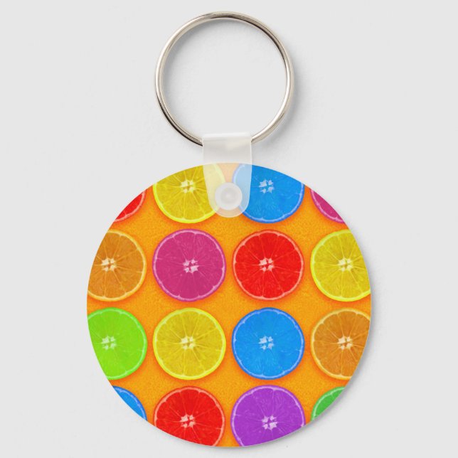 Fresh Colourful Orange Slices Key Ring (Front)