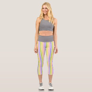 Fresh Colourful Striped Abstract Style Pattern Capri Leggings