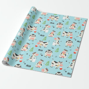 Fresh Cows Milk Pattern Wrapping Paper