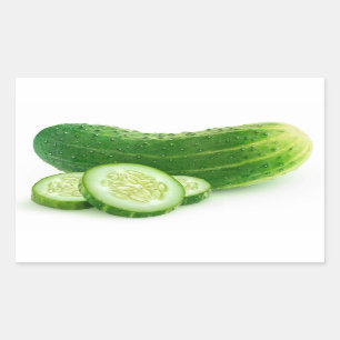 Fresh cucumber with slices rectangular sticker