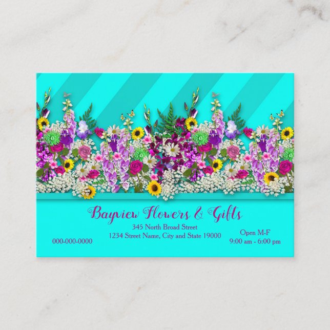 Fresh-Cut Colorful Flowers, Business Card (Front)