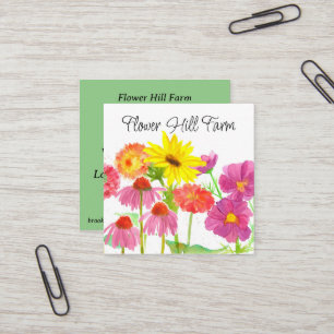 Fresh Cut Flower Farm Bouquet Square Business Card