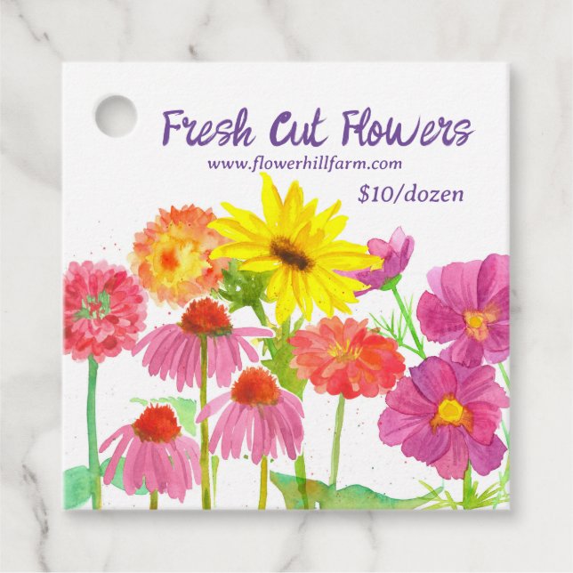 Fresh Cut Flowers Bouquet Label Farm Stand Tag (Front)