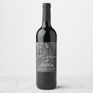 Fresh-cut Sage Barn-wood Grayscale Wine Label