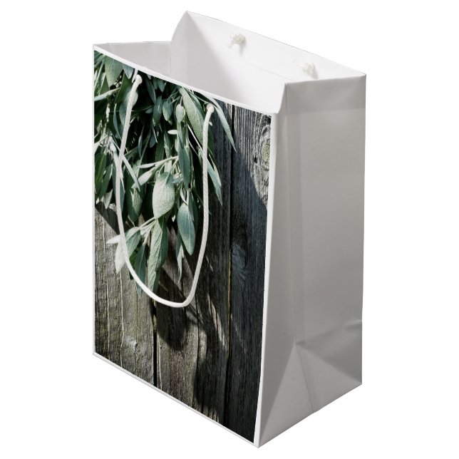 Fresh-cut Sage Barn-wood Medium Gift Bag (Front Angled)