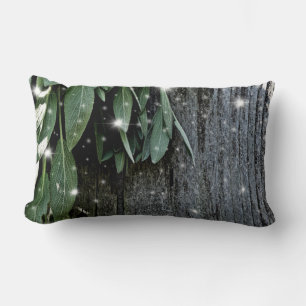 Fresh-cut Sage Barn-wood Twinkle Lights Lumbar Cushion