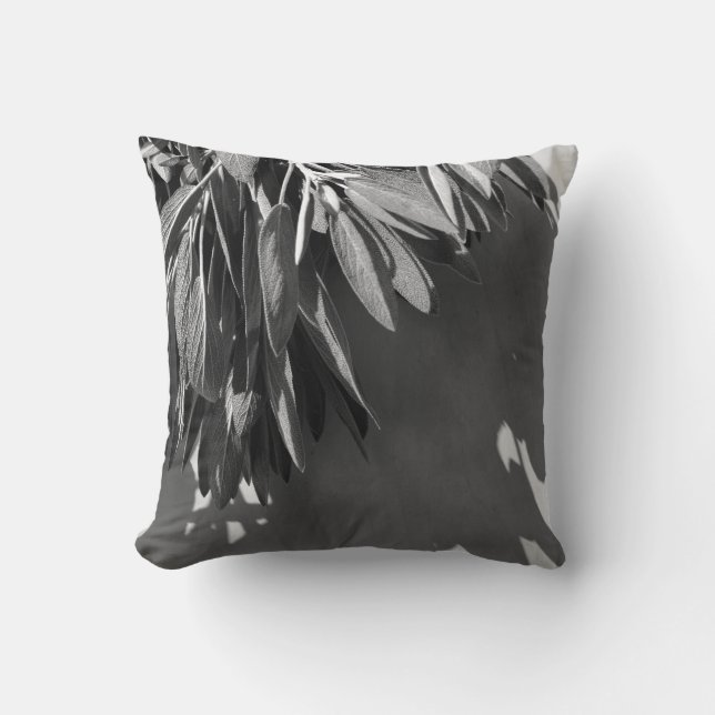Fresh-cut Sage Grayscale Cushion (Front)